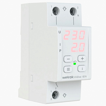 Реле напряжения и тока с дисплеем и термозащитой Welrok VIP-63 red 4660251140342