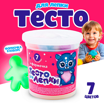 Тесто д/лепки в банке 7цв 15г + формочка 1/40 9633237
