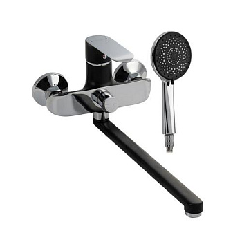 5570 GFmark - Смеситель в ванную, шаровый, длинный излив, с дивертором на корпусе, комб, с чёр