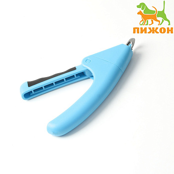 Когтерез-гильотина с нескользящей ручкой, корпус пластик, отверстие 9 мм, голубой с серым   6960865