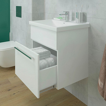 Комплект тумба подвесная "Leader 50" + умывальник Фостер 50 белый