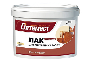 Лак акрил.полуглянц. для внутр.работ бесцв."Оптимист" 3кг L 208