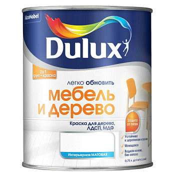 Краска ВД DULUX Мебель и Дерево  мат.база BW 0,75л   5327291