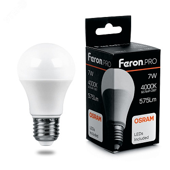 Лампа LED A55 7W 4000К Белый E27 230V LB-1007 OSRAM 38024