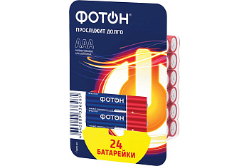 Алкалиновые щелочные батарейки ФОТОН LR03 AAA (1/12/24) 21222 / 22986