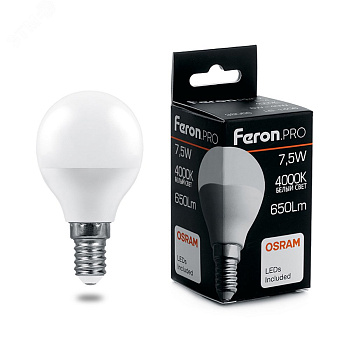 Лампа LED ШАР 7,5W 4000К E14 Белый 230V LB-1407 OSRAM 38072
