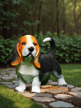 Садовая фигура "Щенок бассет-хаунда" стоячий 25х16х13см 3775309