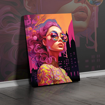 Картина Неоновый город 50х70