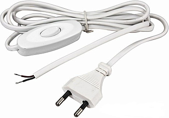 Шнур с электр. вилкой и прох. выкл.1,8м Белый ШВВП 2*0,5 REXANT 11-1115