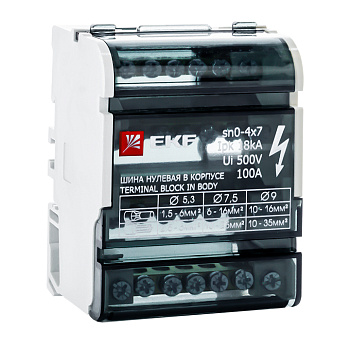 Шина нулевая в корпусе 4х7 Кросс-модуль 100А EKF sn0-4x7