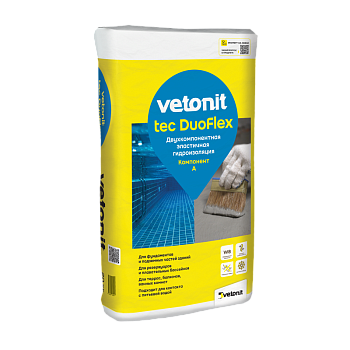 Двухкомпонентная высокоэластичная цементная гидроизоляция Vetonit tec DuoFlex А 25 кг