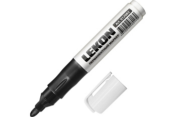 Маркер перманентный LEKON ReFresh заправляемый ЧЕРНЫЙ 3мм (уп.10шт)