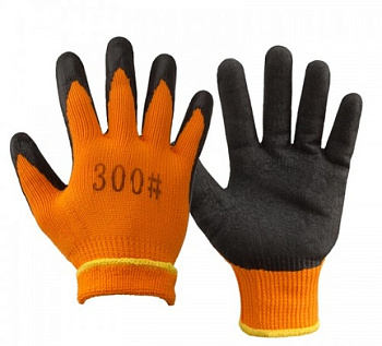 Перчатки акриловые рифленые, утепленные (двойной облив)