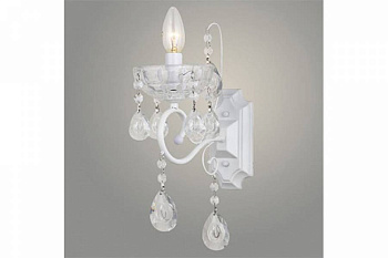 Бра 06411/1W WT белый/хрусталь 1х40W E14 h350