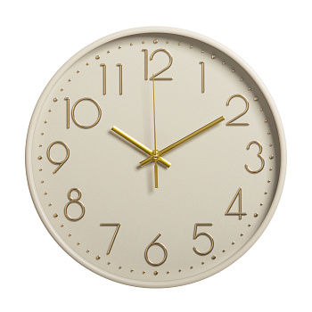 3017-004 (10) Часы настенные круг d=30см, корпус бежевый, Классика