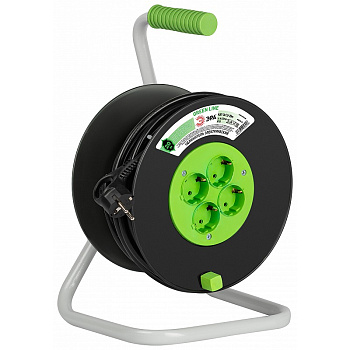 Евроудлинитель на катушке ЭРА 4 гн 20м ПВС 3*1,5 GREEN LINE Б0065135