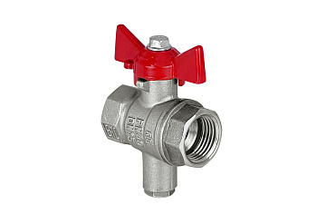 Кран шар. бабочка 3/4" ВН/ВН д/подкл. датчика темпер VALFEX (PN40) НИКЕЛ.(80/10) (VF.138.DB.034)