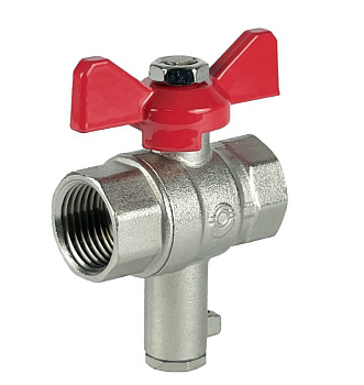 Кран шар. бабочка 1/2" ВН/ВН д/подкл. датчика темпер., VALFEX (PN40) НИКЕЛ. (VF.138.DB.012)