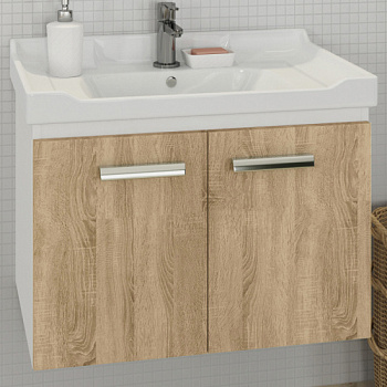 COMFORTY.Тумба-умывальник Рига-70 дуб сонома  с раковиной COMFORTY 70 