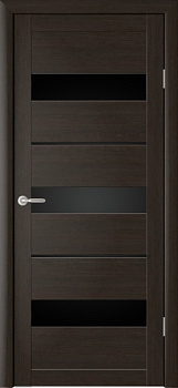 Полотно остекленное Эко-шпон Прага 800 темный кипарис стекло черное