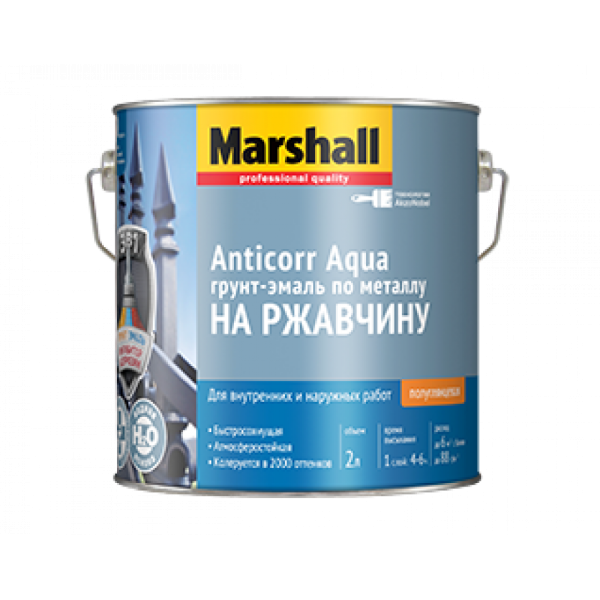 Грунт-эмаль Marshall Anticorr Aqua по металлу на ржавчину на вод.основе BС 0,5л  5255647