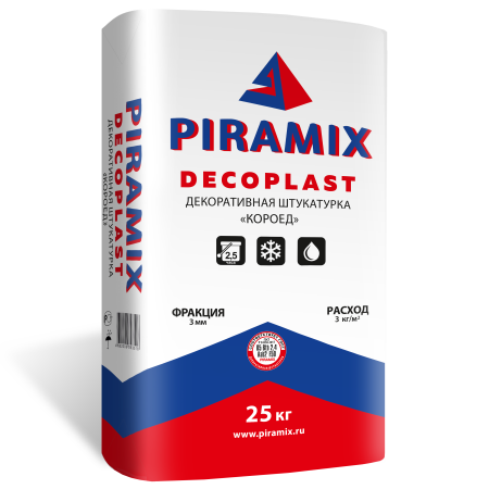 Штукатурка декоративная PIRAMIX DECOPLAST "Короед"  3мм 25 кг  50шт.