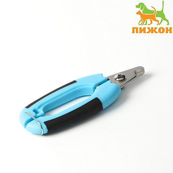 Когтерез боковой малый с закругленными резин.ручками отверстие=8мм чёрно-голубой 6960846