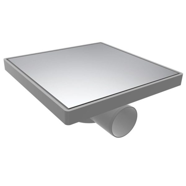 Трап сантехн. с решеткой нерж. 200x200 горизонт. D50  5522