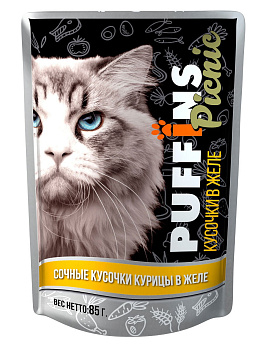 Пуффинс Пикник Консервы Кошка Курица в желе дой-пак 85г 549510