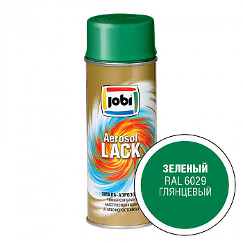 Эмаль аэрозольная глянцевая зеленая 520мл/270гр JOBI RAL6029