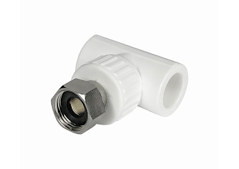 Тройник комбинированный с накидной гайкой 25х1"х25 (60/15) (Valfex) БЕЛЫЙ "ВАЛФ-РУС"