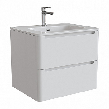 Тумба подвесная, белая, 60см, Edifice + умывальник мебельный  60см 010