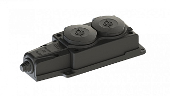 Колодка удлинителя Каучук 2гн с/з 16A Черная с крышкой  IP54 (1/14) 4102 NE-AD