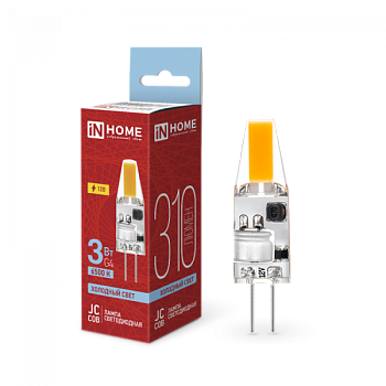 Лампа G4 12В LED-JC-COB 3Вт 6500К 310Лм IN HOME 4690612060255
