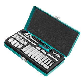 Набор торцевых головок с трещоткой 1/4" "Stels" 26 предметов 13574