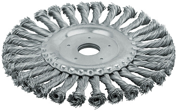 Корщетка-колесо, посадочный диаметр 22,2 мм, стальная витая проволока Ø180мм 39108