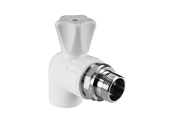 Кран шаровой для радиатора угловой 25х1/2" (40/10) (Valfex) ЗАВОД ВАЛФ-РУС БЕЛЫЙ