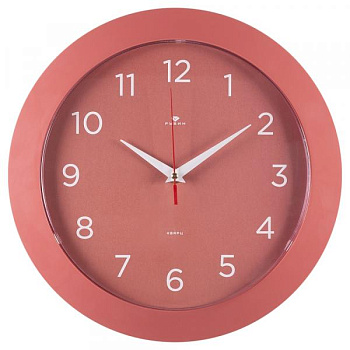 3125-006(10) Часы настенные круг d=31см, корпус тёмно-розовый Классика