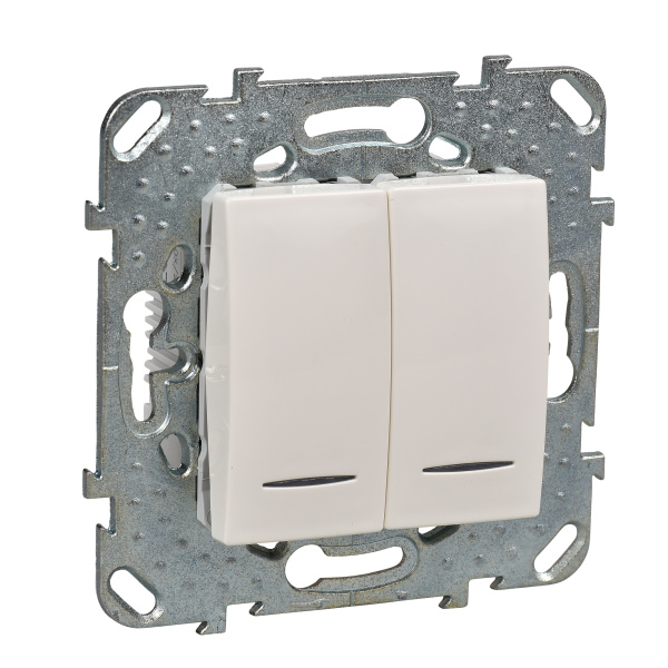 SE Unica Механизм переключателя 2-х клавишный бежевый с инд  MGU5.0303.25NZD