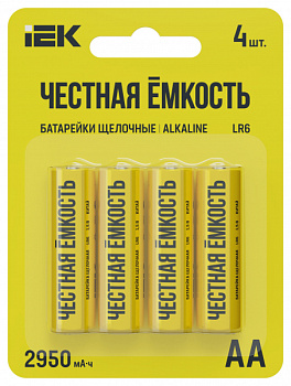 Алкалиновые щелочные батарейки LR06/AA IEK Optima (4шт/блистер) ABT-LR06-OP-L04