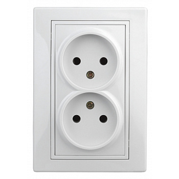 Розетка 2с/п без з/к 16А Белый в сборе INTRO PLANO ЭРА 1-204-01 Б0053904 (1/10)