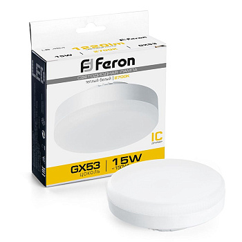Лампа GX53 LED 15Вт 220В 1220Лм 3000К FERON LB-454