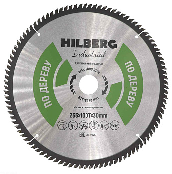 Диск пильный Hilberg Industrial Дерево Ø255х100Тх30мм HW257