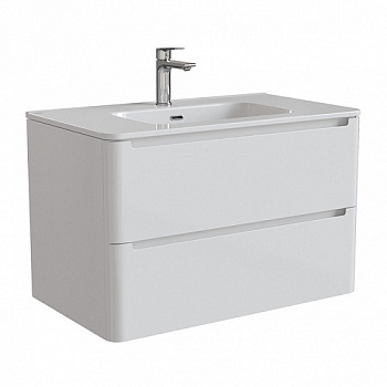 Тумба подвесная, белая, 80см, Edifice+умывальник мебельный  80см 010