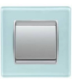 Magna рамка 1 пост зеленое стекло серебристая вставка  19501-AS BJC