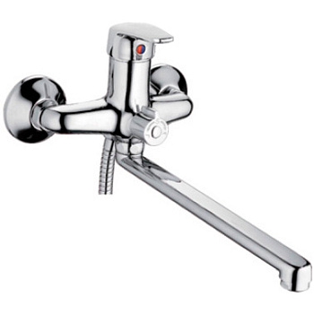 L2216   Смеситель для ванны с длинным поворотным изливом, дивертор в корпусе, шаровый (латунь) (1/10