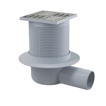 AlcaPlast APV31 Сливной трап 105*105*50мм с бок.подводкой из нерж стали