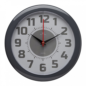 2323-124 (10) Часы настенные круг d=24,5см, корпус темно-серый Классика