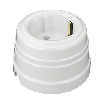 Ретро Евророзетка с з/шт Белая Пластиковая GE30301-01 МЕЗОНИНЪ