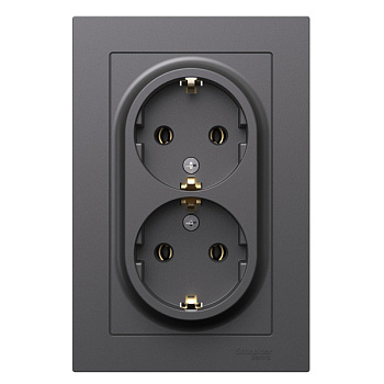 ATN001424 Розетка двойная с з/к в сборе Базальт SE